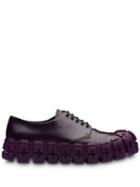Prada Brushed Leather Laced Derby Shoes - Purple
