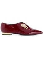 Coliac Embellished Pointed Toe Ballerinas - Red