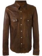 Dolce & Gabbana Leather Shirt, Men's, Size: 50, Brown, Sheep Skin/shearling
