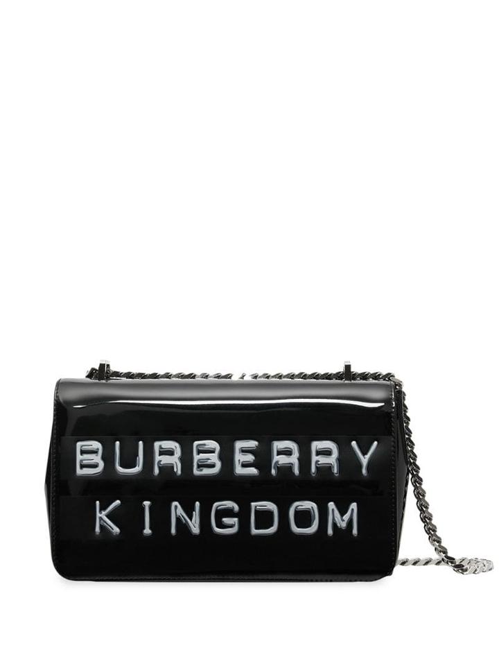 Burberry Small Tape Print Laminated Lola Bag - Black