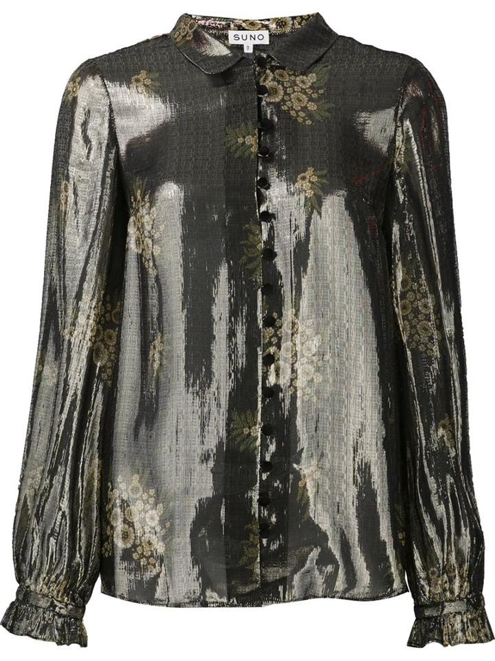 Suno Metallic (grey) Effect Shirt, Women's, Size: 2, Silk/polyester