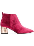 Pollini Embellished Chunky Heel Boots - Pink & Purple