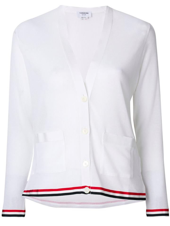 Thom Browne Striped Trim Cardigan - White