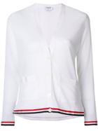 Thom Browne Striped Trim Cardigan - White