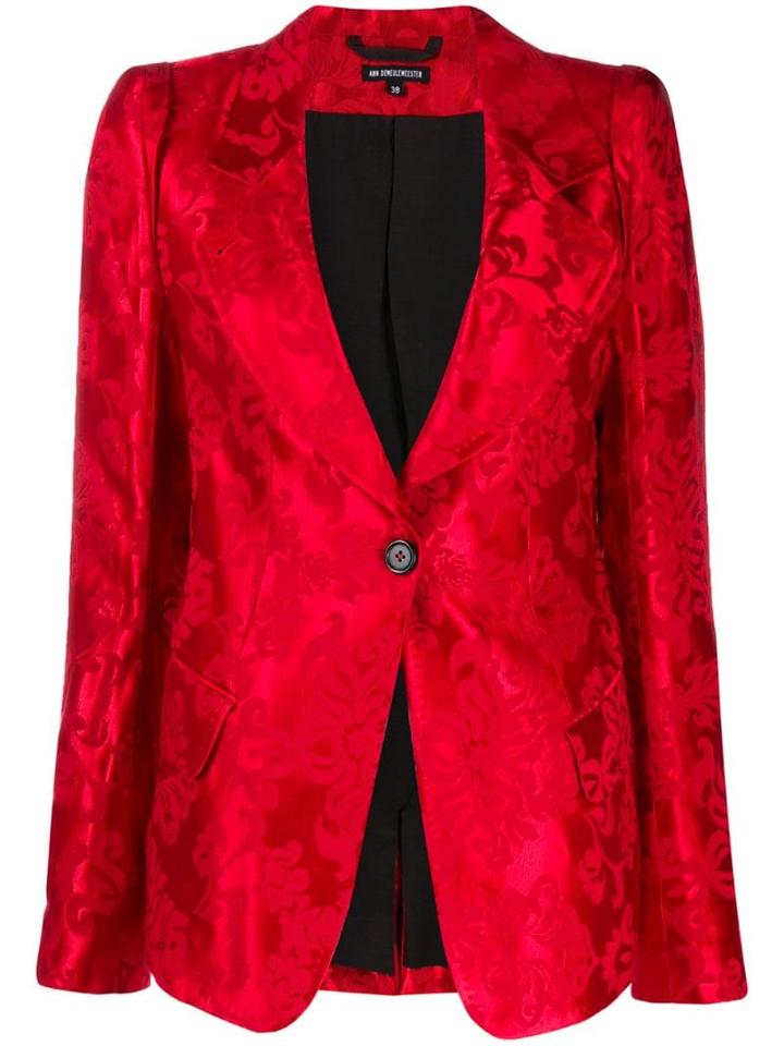 Ann Demeulemeester Jacquard Fitted Jacket - Red