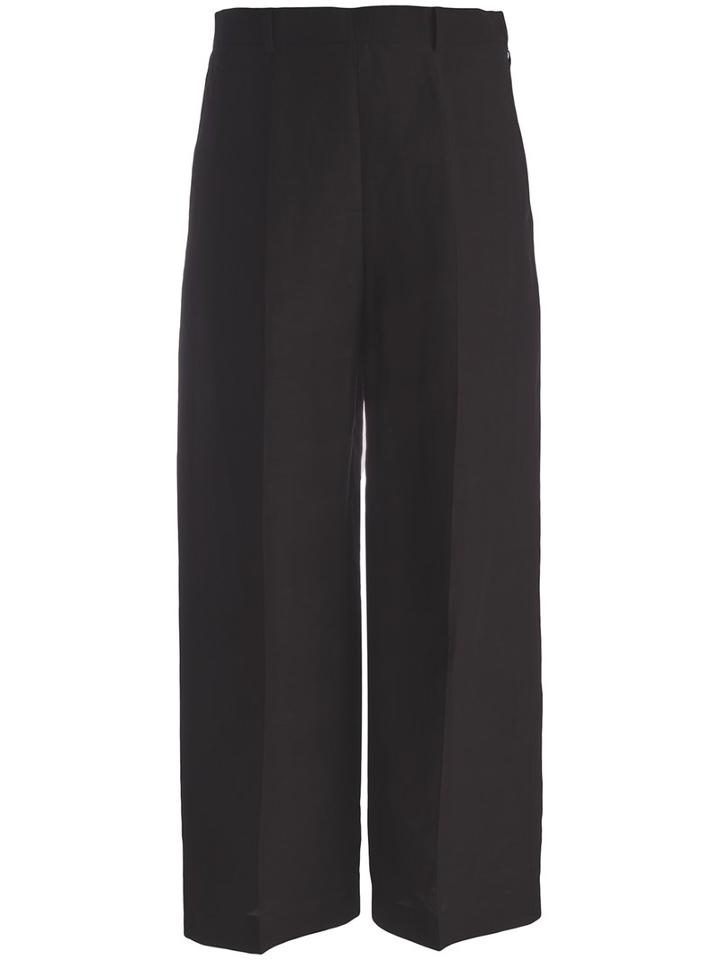 Mantu - Wide-legged Cropped Trousers - Women - Linen/flax/viscose - 44, Black, Linen/flax/viscose