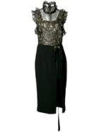 Rebecca Vallance Bonnie Frill Midi Dress - Black