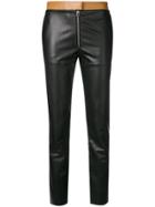 Victoria Beckham Two Tone Leather Trousers - Black