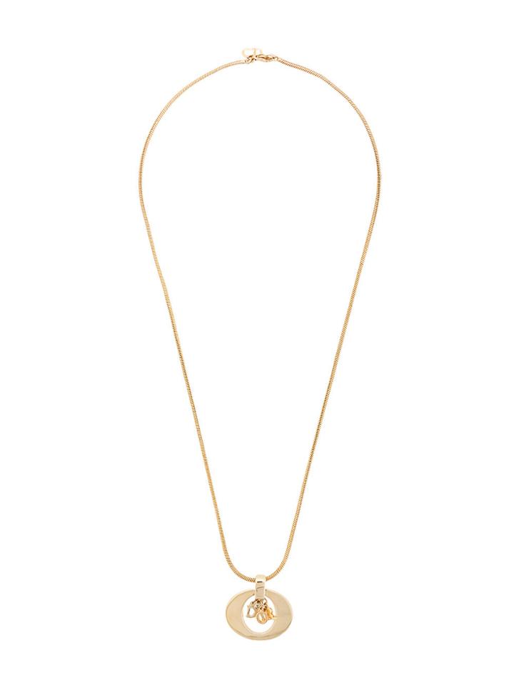 Christian Dior Vintage Logo Necklace - Metallic