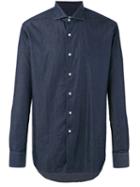 Alessandro Gherardi Spread Collar Shirt, Men's, Size: 43, Blue, Cotton