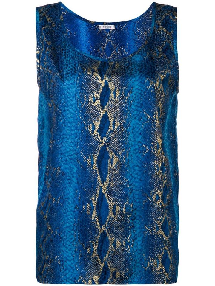 Yves Saint Laurent Pre-owned Snakeskin Print Sleeveless Top - Blue