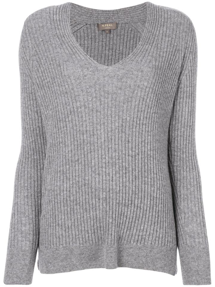 N.peal Ribbed V-neck Sweater - Grey