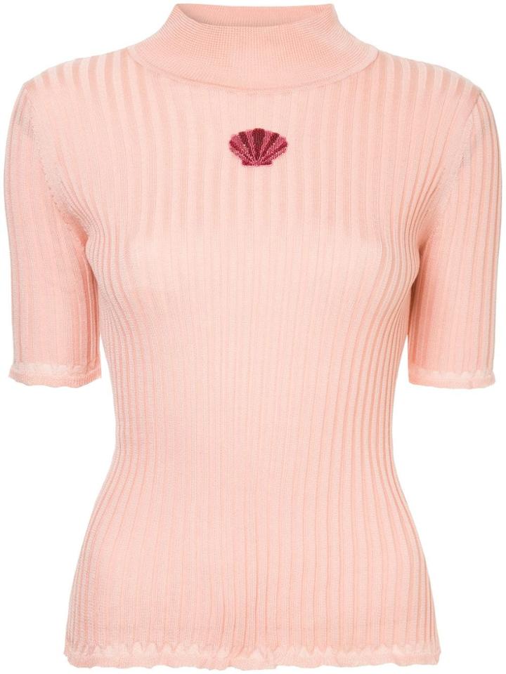 Tu Es Mon Trésor Shell Mock Neck Sweater - Pink