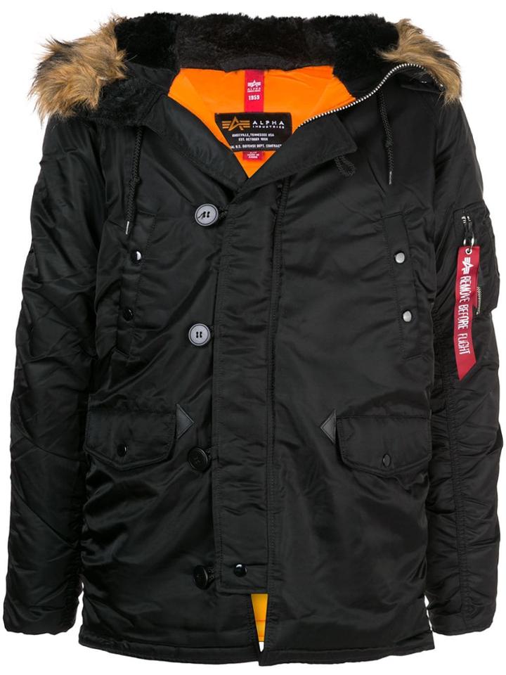 Alpha Industries Hooded Parka Coat - Black