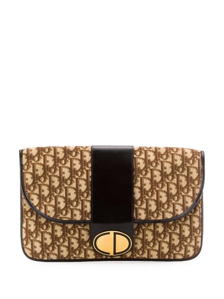 Christian Dior Vintage 1970's Monogram Clutch - Brown