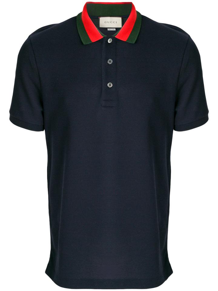 Gucci Embroidered Appliqué Polo Shirt - Blue