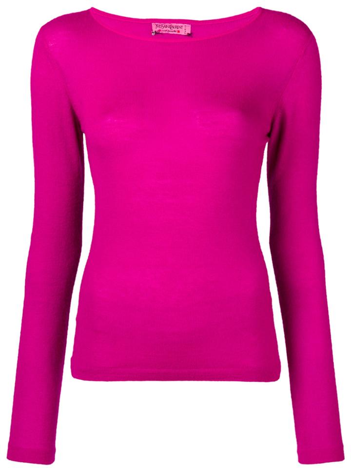 Yves Saint Laurent Vintage Boat Neck Top - Pink & Purple
