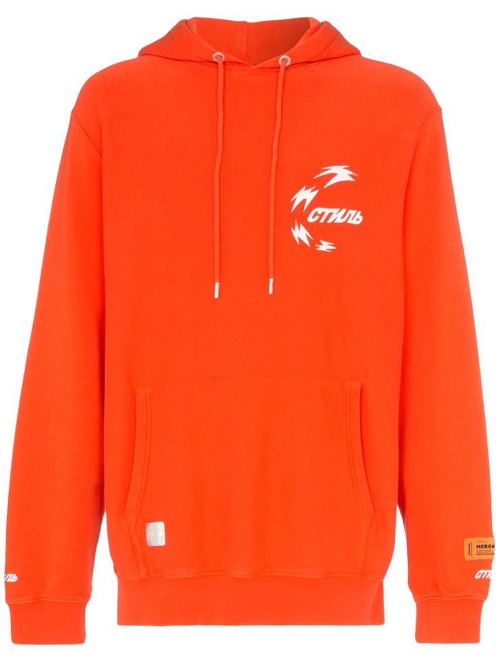 Heron Preston Logo Print Cotton Hoodie - Red
