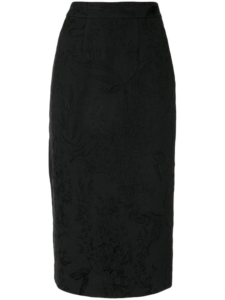 Shanghai Tang Jacquard Pencil Skirt - Black