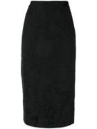 Shanghai Tang Jacquard Pencil Skirt - Black
