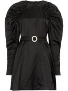 Rotate Puff-sleeve Belted Mini Dress - Black