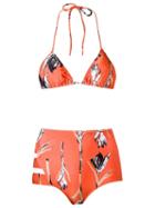 Giuliana Romanno Printed Triangle Bikini Set, Women's, Size: P, Yellow/orange, Polyamide/spandex/elastane