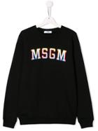 Msgm Kids Logo Embroidered Sweater - Black