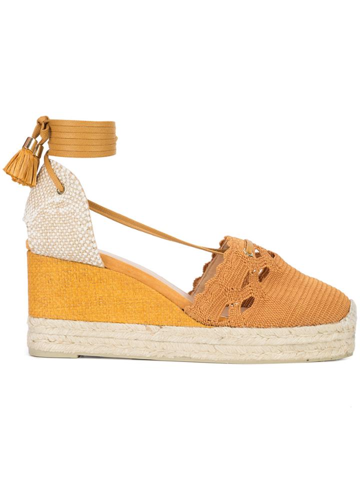 Castañer Crochette Wedge Espadrilles - Yellow & Orange