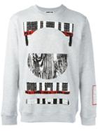 Mcq Alexander Mcqueen Tribal Print Sweatshirt, Men's, Size: Xl, Grey, Cotton