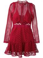 Self-portrait Hall Mini Dress, Women's, Size: 12, Red, Polyester/spandex/elastane
