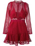 Self-portrait Hall Mini Dress, Women's, Size: 12, Red, Polyester/spandex/elastane