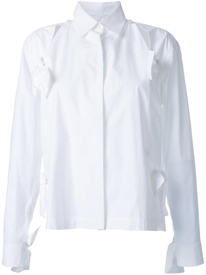 Roberts Wood Bow Detail Split Shirt - White