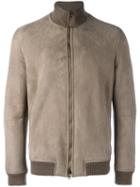 Salvatore Santoro Ribbed Detailing Jacket, Men's, Size: 50, Brown, Leather/viscose