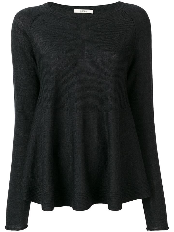 Odeeh Knitted Peplum Jumper - Black