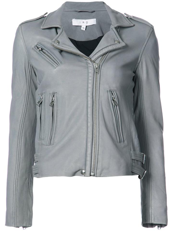 Iro Short Zip Up Biker Jacket - Grey