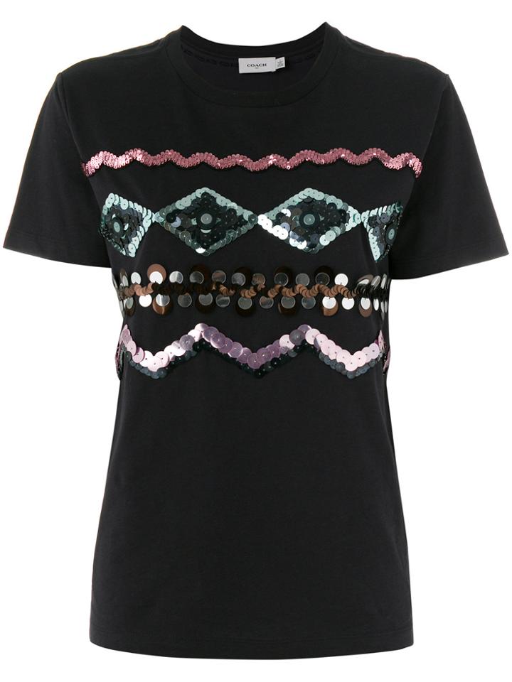 Coach Zigzag Embellished T-shirt - Black