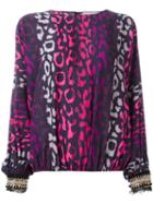 Amen Leopard Print Blouse, Women's, Size: 42, Pink/purple, Silk