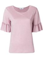 Blugirl Ruffle Sleeve Sparkly T-shirt - Pink & Purple