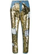 Don't Cry Sequin Embellished Jeans - Blue