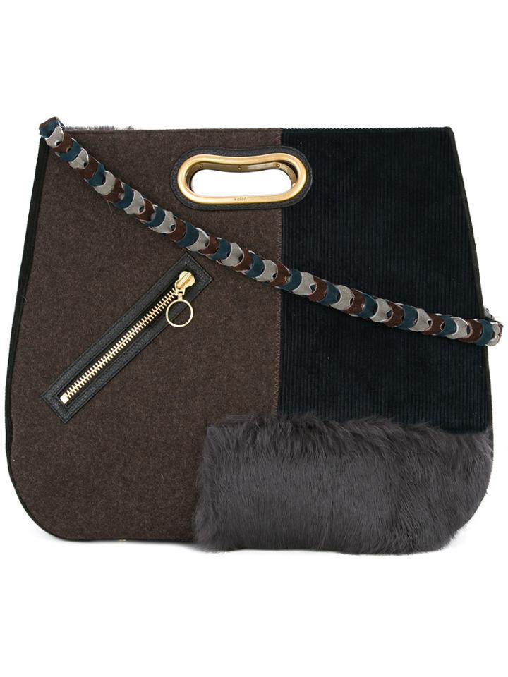 Kolor Patchwork Tote - Brown