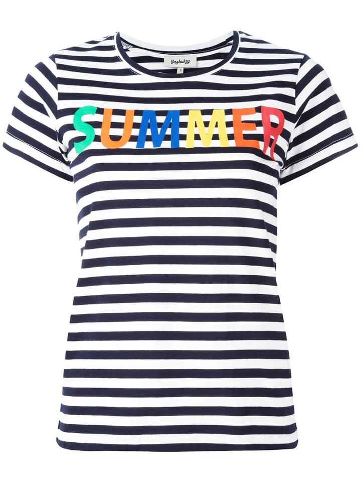 Yazbukey 'summer' Print Striped T-shirt, Women's, Size: Medium, Blue, Cotton