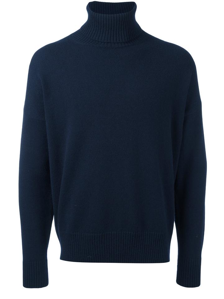 Ami Alexandre Mattiussi - Oversize Turtle-neck Sweater - Men - Cashmere/wool - L, Blue, Cashmere/wool