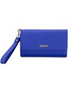 Dkny Wristlet Wallet, Women's, Blue, Leather