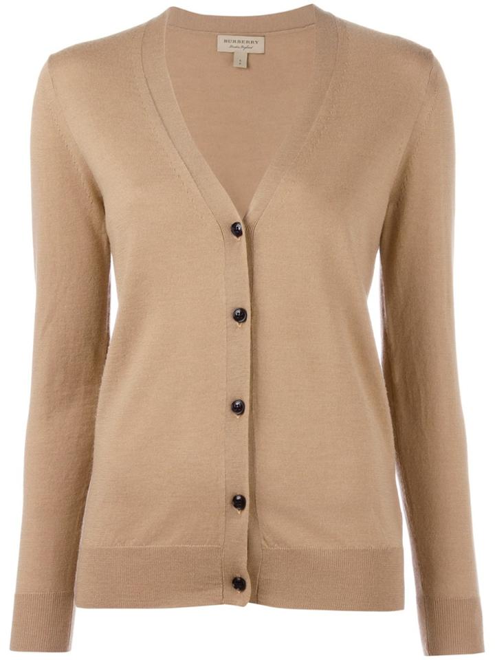 Burberry V-neck Buttoned Cardigan - Nude & Neutrals