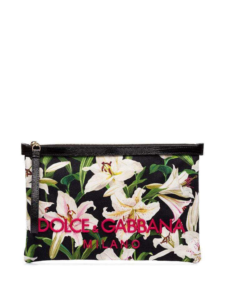 Dolce & Gabbana Lily Print Clutch Bag - Green