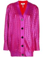Msgm V-neck Lurex Cardigan - Pink