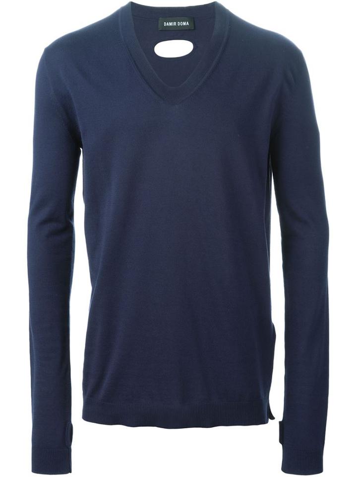Damir Doma V-neck Sweater, Men's, Size: 46, Blue, Silk/cotton
