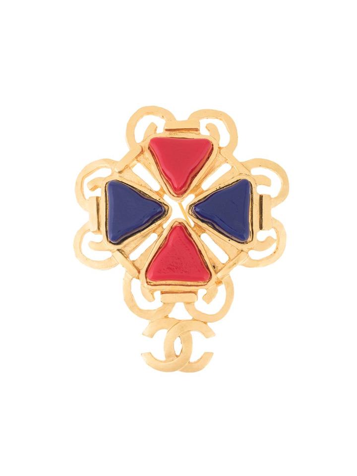 Chanel Pre-owned 1995 Spring Cc Brooch - Gold
