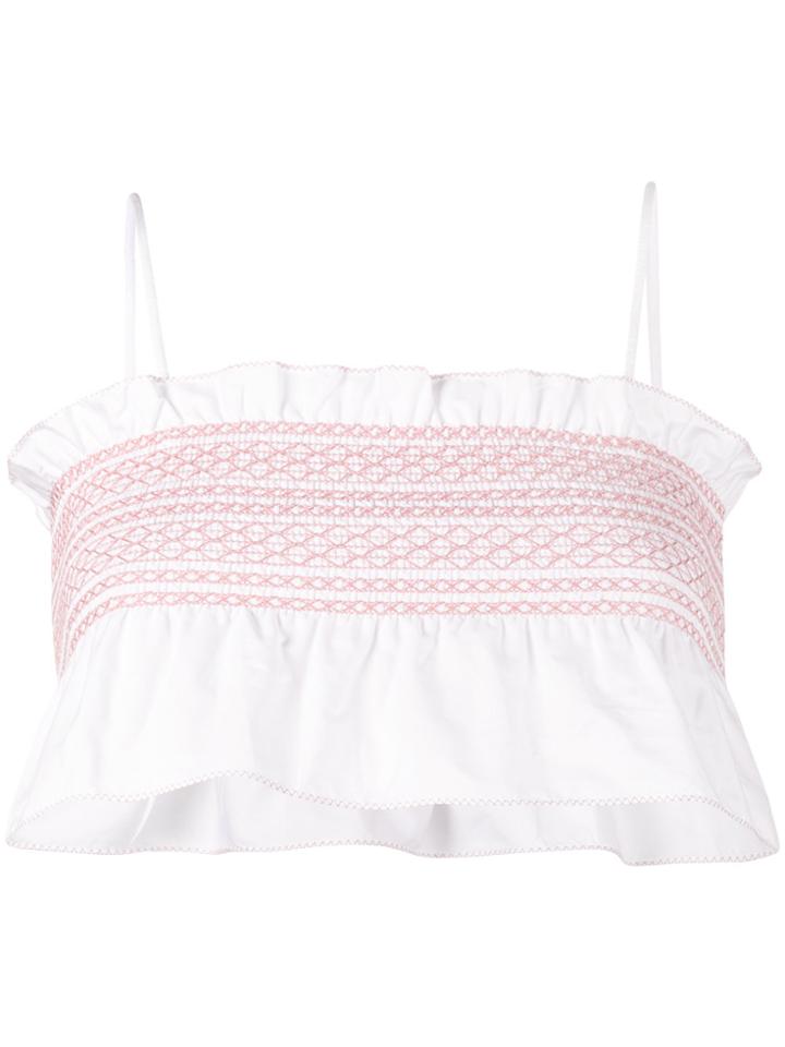 Lisa Marie Fernandez Selena Smocked Crop Top - White