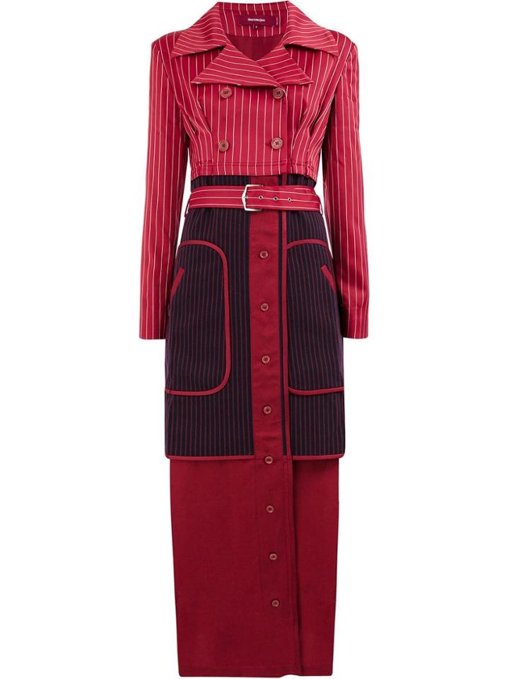 Sies Marjan Contrast Panel Trench Coat - Red
